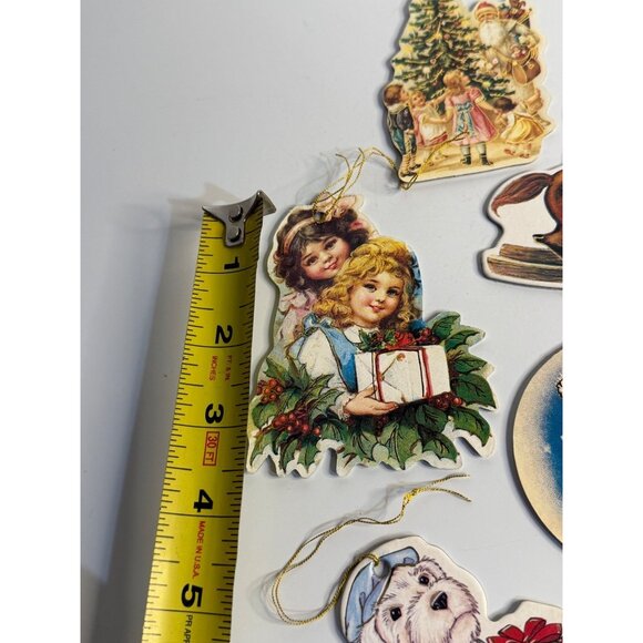 VTG Die-Cut Christmas Paper Ornaments Lot Santa Children Rocking Horse 3.5 Decor - Picture 4 of 5